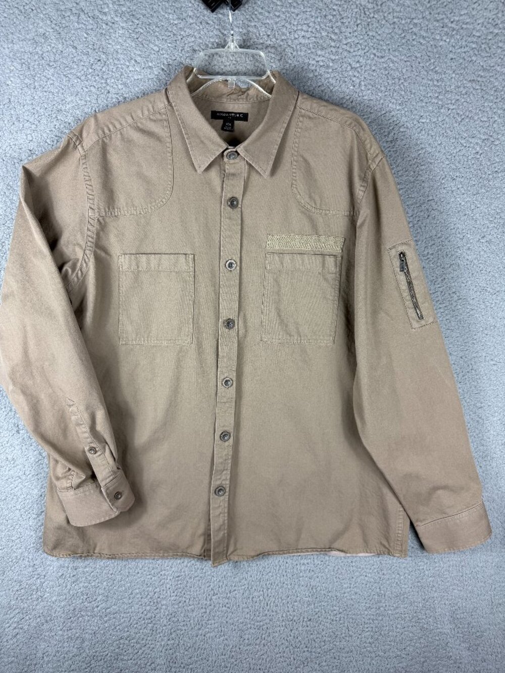 Banana Republic Mens XXL Safari Utility Shirt Khaki Heavy Cotton
